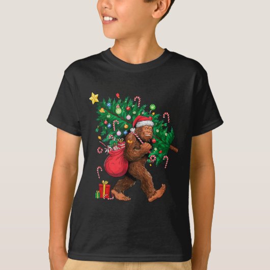 Bigfoot Santa Most Wonderful Christmas Tree Lights T-Shirt (Vorderseite)
