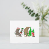 Bigfoot Santa Snowman Feiertagspostkarte (Stehend Vorderseite)