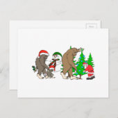 Bigfoot Santa Snowman Feiertagspostkarte (Vorne/Hinten)