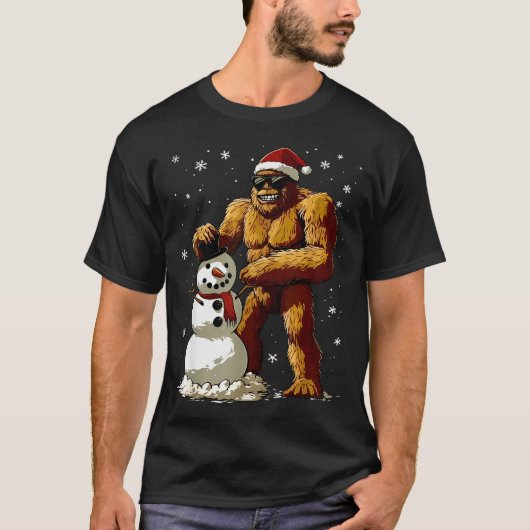 Bigfoot Santa Snowman Kids Boys Men Xmas Christmas T-Shirt (Vorderseite)