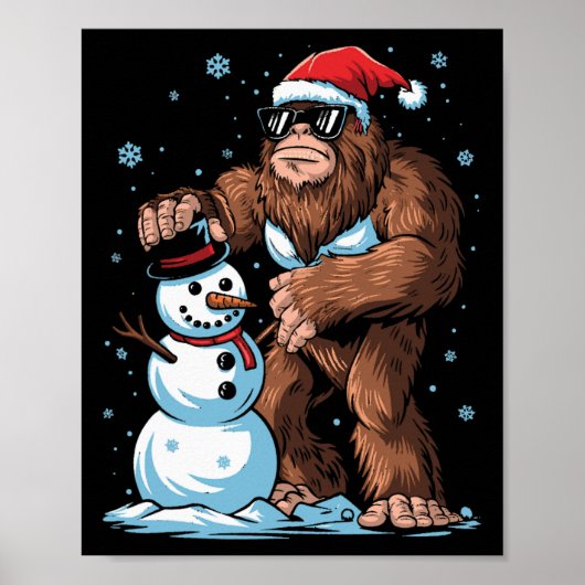 Bigfoot Santa Snowman Kinder Jungs Weihnachten Wei Poster (Vorne)