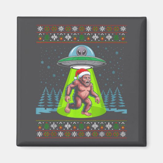 Bigfoot Santa Ufo Sasquatch Funny Ugly Christmas S Magnet (Vorne)