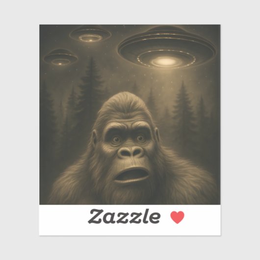 Bigfoot Sasquatch Alien UFO Funny Aufkleber (Blatt)