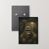 Bigfoot Sasquatch Alien UFO Funny Button (Vorderseite/Rückseite)