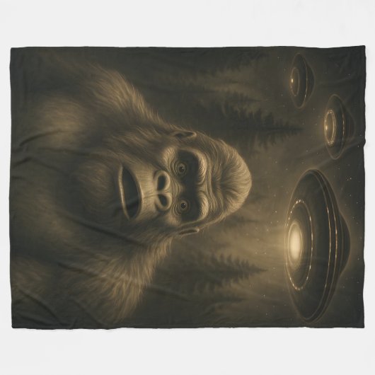 Bigfoot Sasquatch Alien UFO Funny Fleecedecke (Vorderseite (Horizontal))