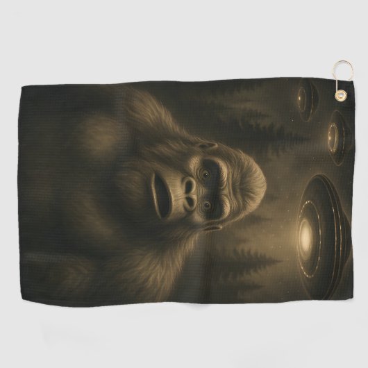 Bigfoot Sasquatch Alien UFO Funny Golfhandtuch (Horizontal)