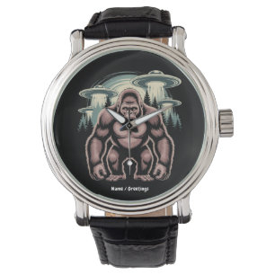 Bigfoot Sasquatch Alien UFO Funny Graphic Design Armbanduhr