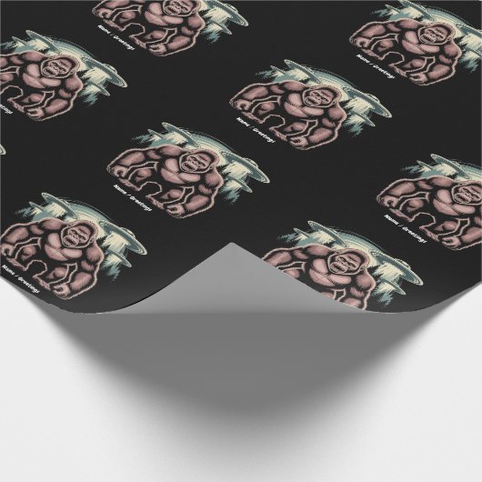 Bigfoot Sasquatch Alien UFO Funny Graphic Design Geschenkpapier (Ecke)