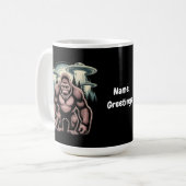 Bigfoot Sasquatch Alien UFO Funny Graphic Design Kaffeetasse (Vorderseite Links)