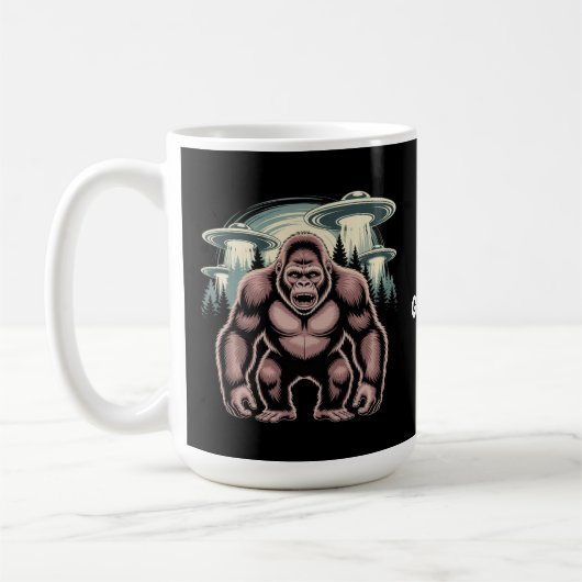 Bigfoot Sasquatch Alien UFO Funny Graphic Design Kaffeetasse (Links)