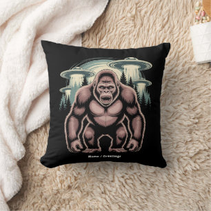 Bigfoot Sasquatch Alien UFO Funny Graphic Design Kissen