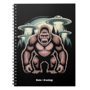 Bigfoot Sasquatch Alien UFO Funny Graphic Design Notizblock