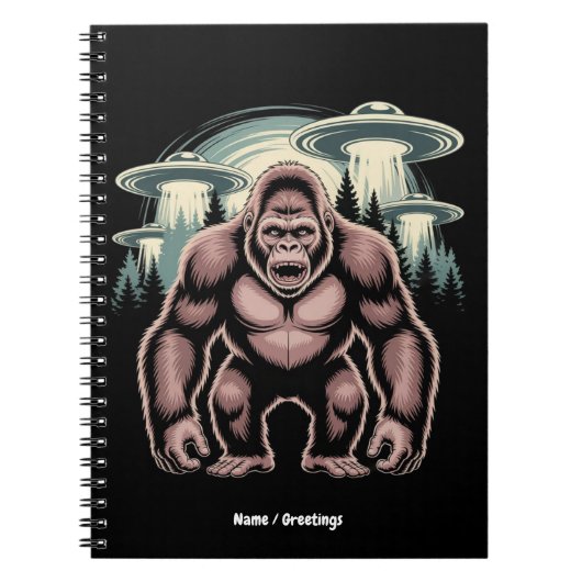 Bigfoot Sasquatch Alien UFO Funny Graphic Design Notizblock (Vorderseite)