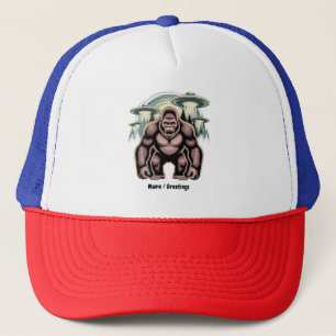Bigfoot Sasquatch Alien UFO Funny Graphic Design Truckerkappe
