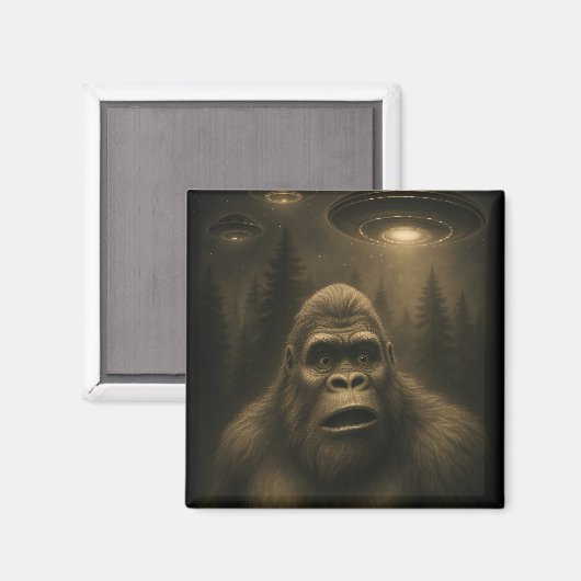 Bigfoot Sasquatch Alien UFO Funny Magnet (Vorderseite/Rückseite)