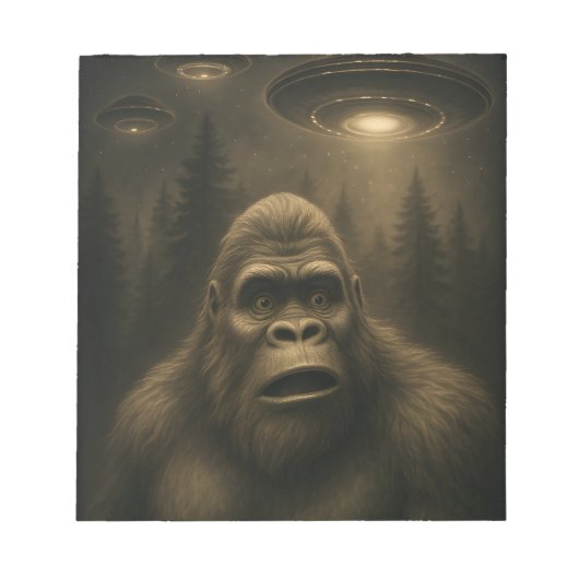Bigfoot Sasquatch Alien UFO Funny Notizblock (Vorderseite)