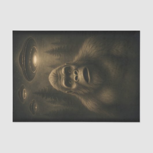 Bigfoot Sasquatch Alien UFO Funny Seidenpapier (Vorderseite)