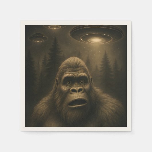 Bigfoot Sasquatch Alien UFO Funny Serviette (Vorderseite)