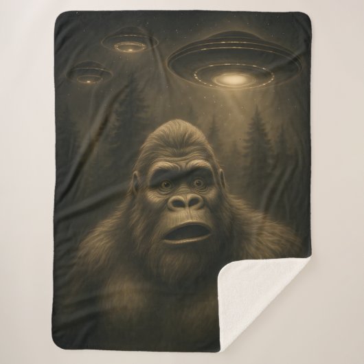 Bigfoot Sasquatch Alien UFO Funny Sherpadecke (Vorderseite)