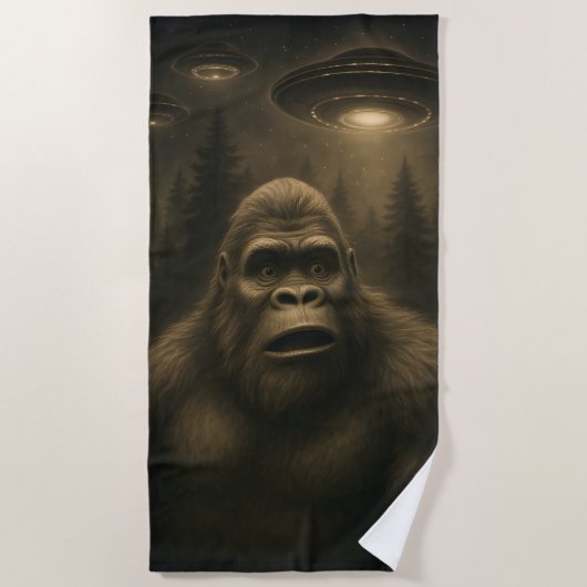 Bigfoot Sasquatch Alien UFO Funny Strandtuch (Vorderseite)
