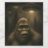 Bigfoot Sasquatch Alien UFO Funny Weinetikett (Einzelnes Label)