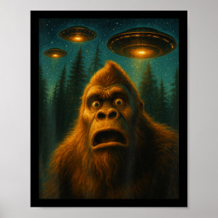 Bigfoot Sasquatch Alien Ufo Sternennacht Geschenke Poster