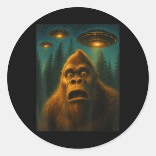 Bigfoot Sasquatch Alien Ufo Sternennacht Geschenke Runder Aufkleber