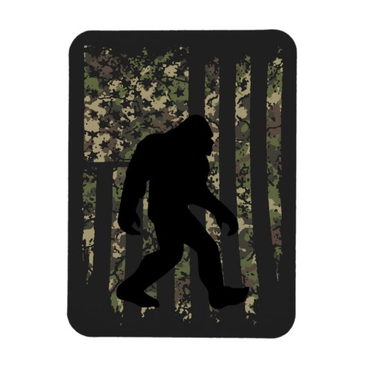 Bigfoot Sasquatch American Camouflaged USA Flag T- Magnet (Vertikal)