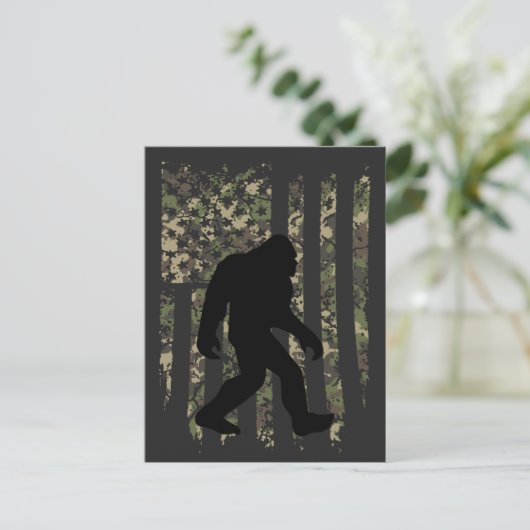 Bigfoot Sasquatch American Camouflaged USA Flag T- Postkarte (Stehend Vorderseite)
