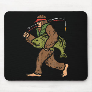 Bigfoot Sasquatch Angeln Lustiger Fischer Männer F Mousepad