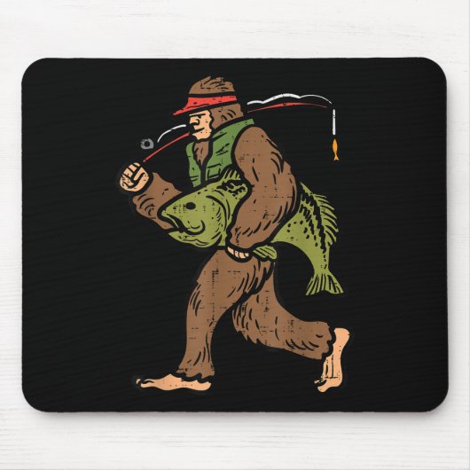 Bigfoot Sasquatch Angeln Lustiger Fischer Männer F Mousepad (Vorne)