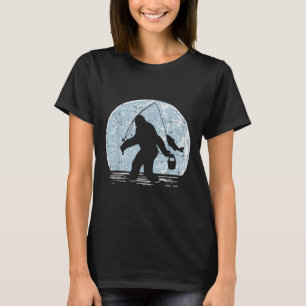 Bigfoot Sasquatch Angeln Mond Lustiger Angler Gesc T-Shirt