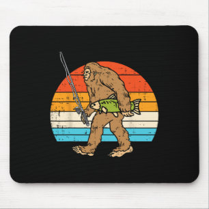 Bigfoot Sasquatch Angeln Retro Fischer Männer Frau Mousepad