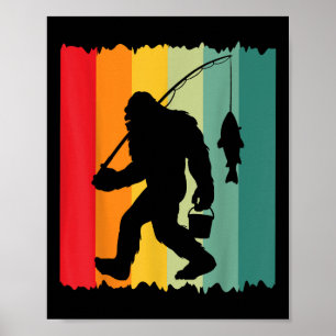 Bigfoot Sasquatch Angler Angeln Vintage Vater Gesc Poster