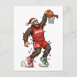 Bigfoot Sasquatch Basketball Weihnachten 2026 Feie Einladungspostkarte