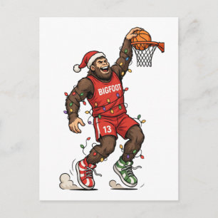 Bigfoot Sasquatch Basketball Weihnachten 2026 Feie Postkarte