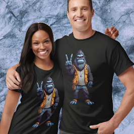 Bigfoot Sasquatch Blinkendes Friedenszeichen T-Shirt