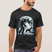 Bigfoot Sasquatch Boxer Walking Dog Lover Moon T-Shirt (Vorderseite)