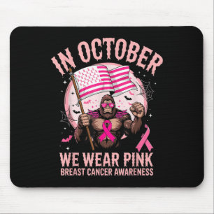 Bigfoot Sasquatch Breast Cancer Awareness Pink Rib Mousepad