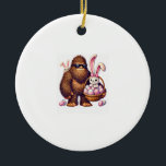 Bigfoot Sasquatch Bunny Easter Eggs Retro Men Boys Keramik Ornament<br><div class="desc">Bigfoot Sasquatch Bunny Easter Eggs Retro Men Boys Kids Cute T-Shirt_1</div>