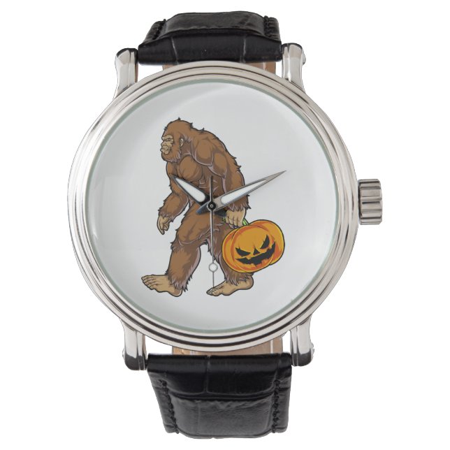 Bigfoot Sasquatch Carry Beängstigend Pumpkin T Shi Armbanduhr (Vorderseite)