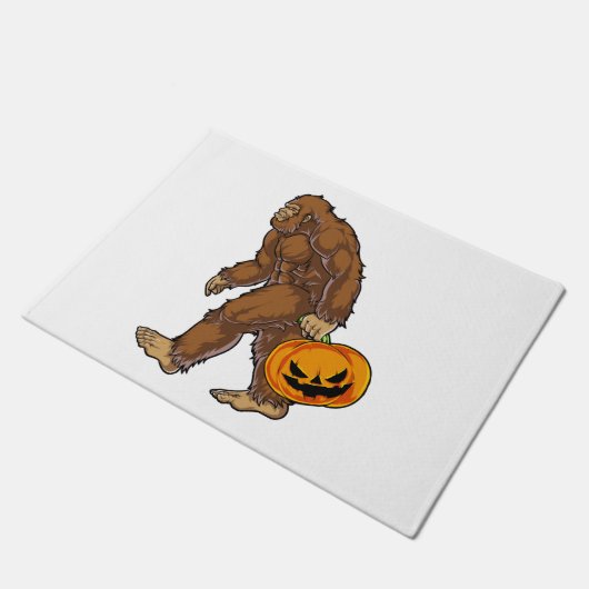 Bigfoot Sasquatch Carry Beängstigend Pumpkin T Shi Fußmatte (Schrägansicht)