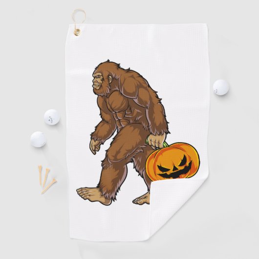 Bigfoot Sasquatch Carry Beängstigend Pumpkin T Shi Golfhandtuch (Insitu)