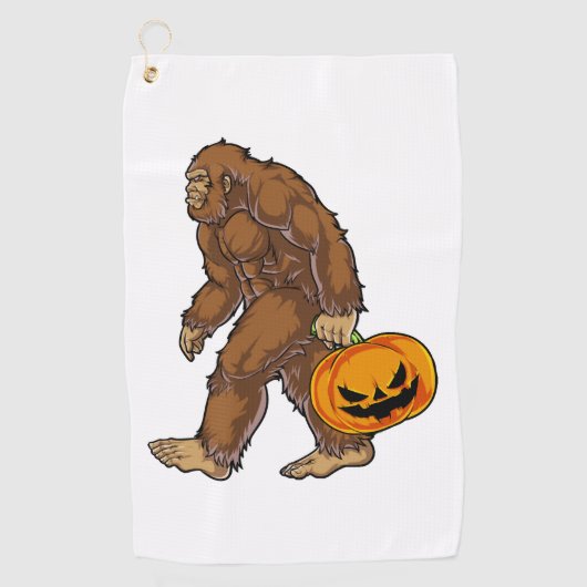 Bigfoot Sasquatch Carry Beängstigend Pumpkin T Shi Golfhandtuch (Vorderseite)