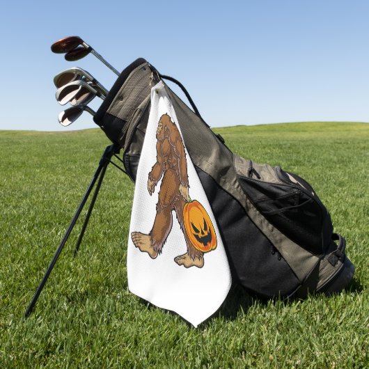 Bigfoot Sasquatch Carry Beängstigend Pumpkin T Shi Golfhandtuch (Gras)