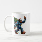 Bigfoot Sasquatch Christmas Tree Santa Hat Lights Kaffeetasse (Links)