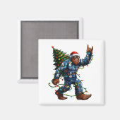 Bigfoot Sasquatch Christmas Tree Santa Hat Lights Magnet (Vorderseite/Rückseite)