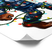 Bigfoot Sasquatch Christmas Tree Santa Hat Lights Poster (Ecke)