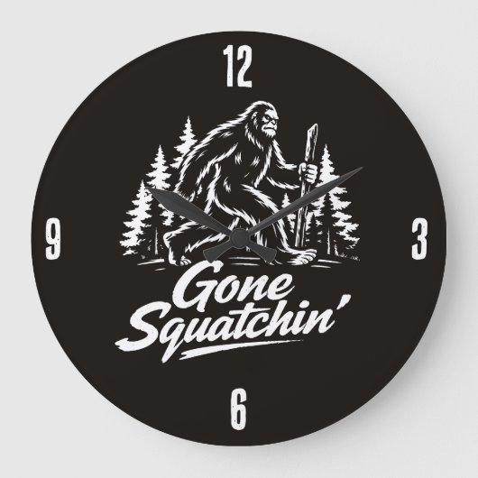 Bigfoot Sasquatch Clock Große Wanduhr (Vorderseite)