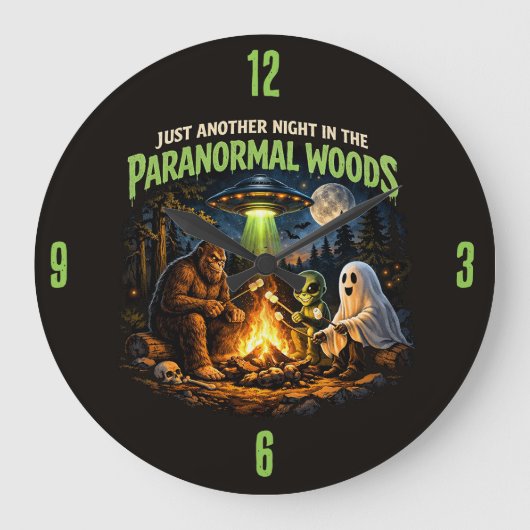 Bigfoot Sasquatch Clock Große Wanduhr (Vorderseite)